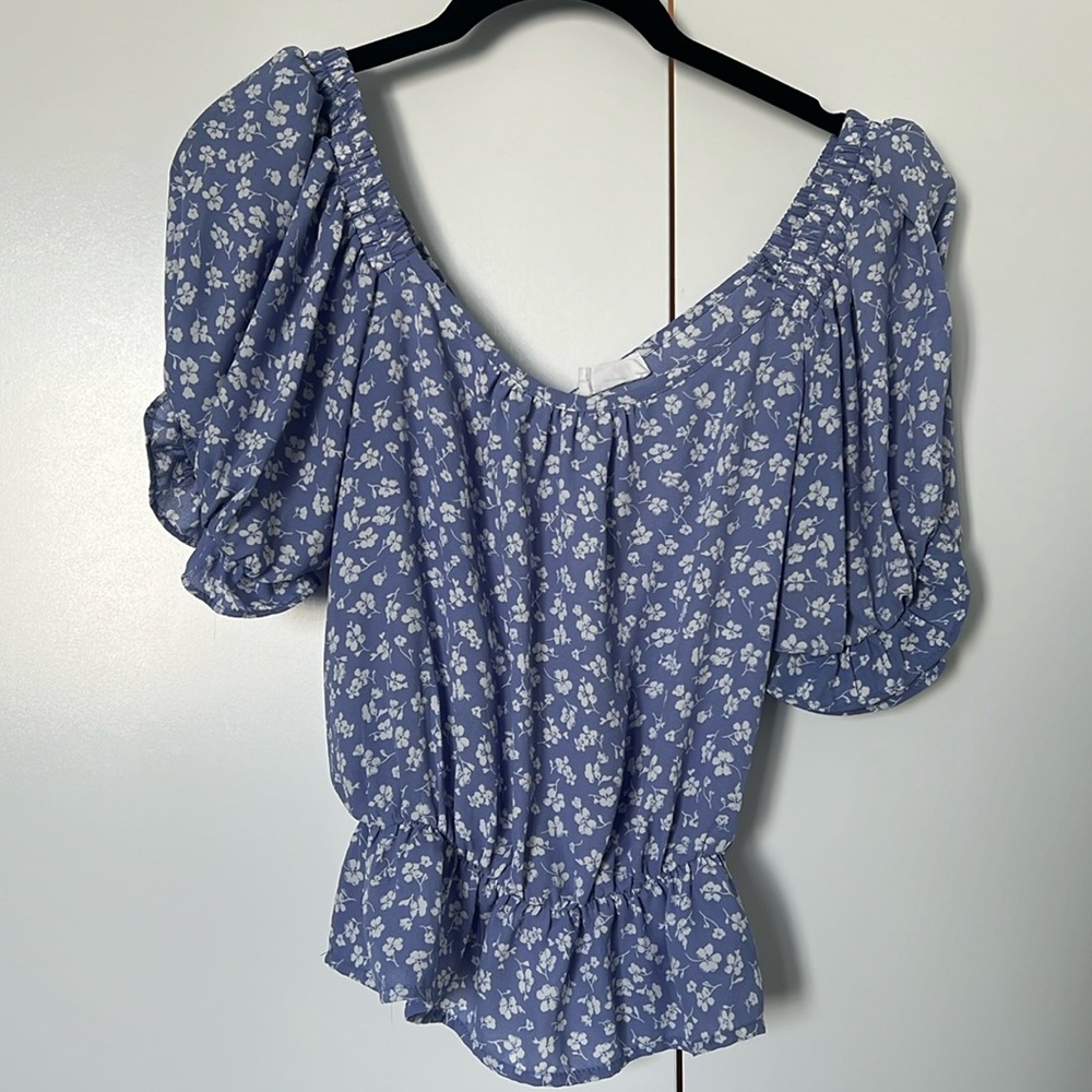 Dainty Sky Blue Off the Shoulder Top